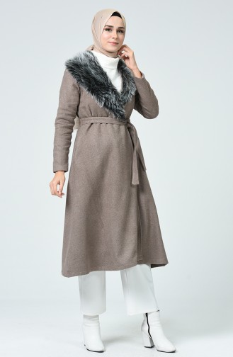 معطف طويل بني مائل للرمادي 5091-08