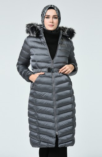 Kapüşonlu Şişme Mont 4003-02 Gri