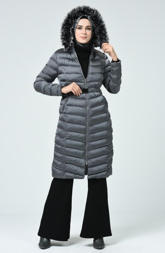Kapüşonlu Şişme Mont 4003-02 Gri