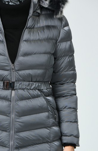 Kapüşonlu Şişme Mont 4003-02 Gri