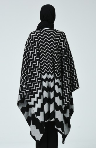 Poncho Tricot à Motifs1010-06 Gris Noir 1010-06