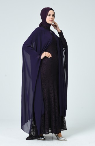 Purple Hijab Evening Dress 1009-03