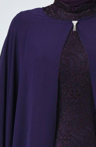 Purple Hijab Evening Dress 1009-03