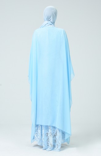 Babyblau Hijab-Abendkleider 1009-04