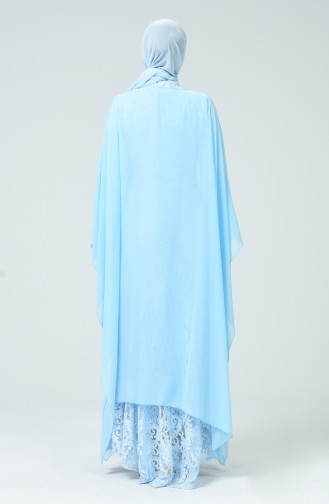 Baby Blue Hijab Evening Dress 1009-04