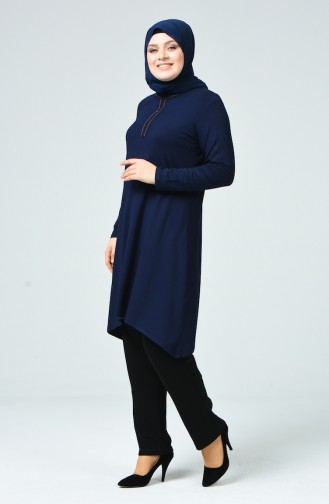 Large Size Embroidered Tunic 50550-02 dark Navy 50550-02