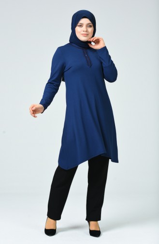 Large Size Embroidered Tunic 50550-06 Navy 50550-06