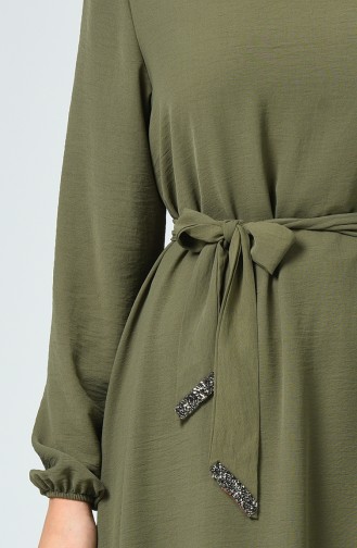 Kleid mit elastischer Arm 0048-05 Khaki Grün 0048-05