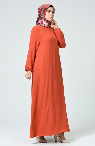 Kleid aus Aerobin Stoff mit elastischer Arm 0061-01 Ziegelrot 0061-01