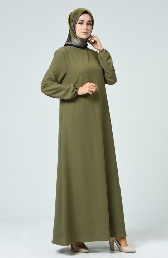 Kleid aus Aerobin Stoff mit elastischer Arm 0061-02 Khaki 0061-02