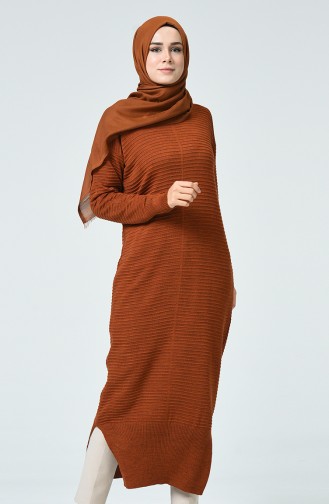 Tricot Long Tunic Brown tobacco 1356-09