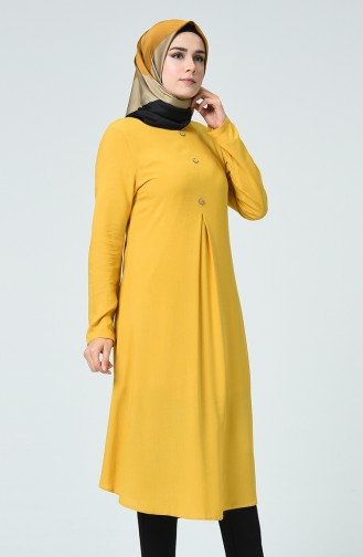 Düğme Detaylı A Pile Tunik 0057-01 Hardal