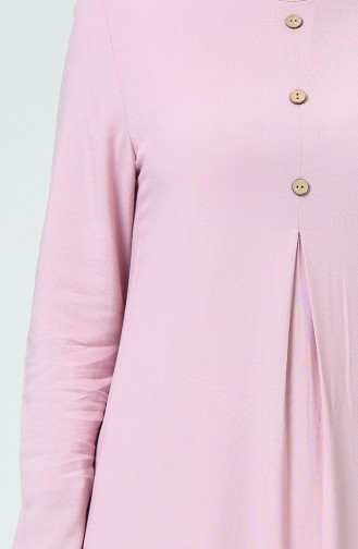 Düğme Detaylı A Pile Tunik 0057-03 Pembe