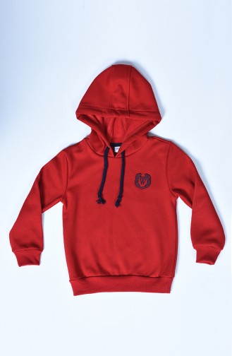 Kids Hooded Sweater Red 0020-01