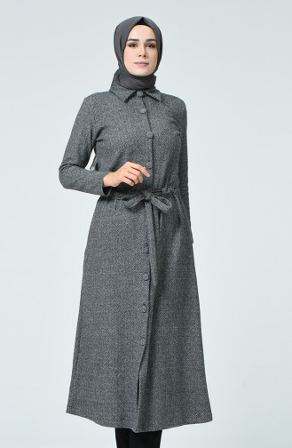 Abayas Col Chemise 0024-02 Gris 0024-02