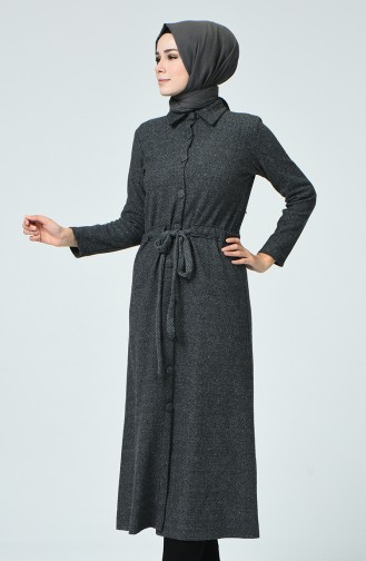 Hemdkragen Gemustertes Abaya 0024-06 Anthrazit 0024-06