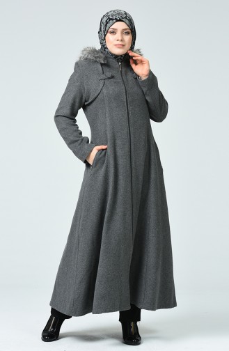 Mantel aus Fleece mit Kapuze 1193-03 Grau 1193-03