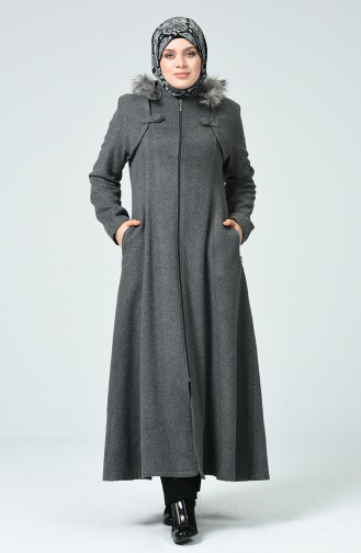 Mantel aus Fleece mit Kapuze 1193-03 Grau 1193-03
