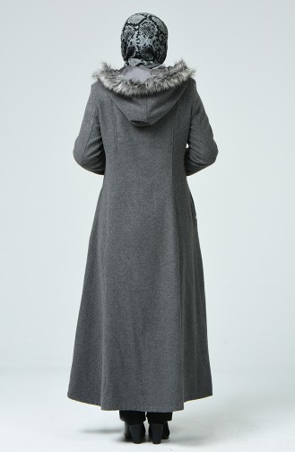 Mantel aus Fleece mit Kapuze 1193-03 Grau 1193-03