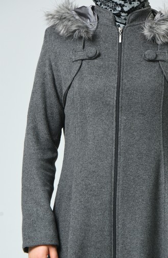 Mantel aus Fleece mit Kapuze 1193-03 Grau 1193-03