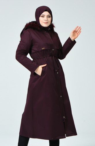 Caban Doublure a Fourrure Grande Taille  0277-02 Plum Foncé 0277-02