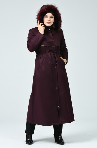 Caban Doublure a Fourrure Grande Taille  0277-02 Plum Foncé 0277-02