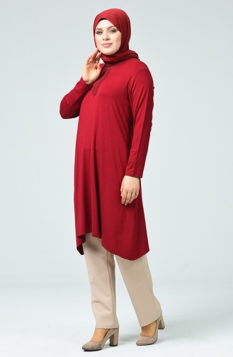 Large Size Embroidered Tunic 50550-05 Red 50550-05