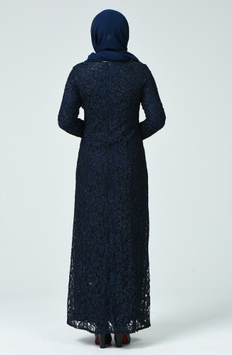 Navy Blue Hijab Evening Dress 2055-05