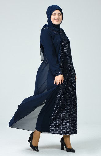 Robe de Soirée Grande Taille 4747-01 Bleu Marine 4747-01