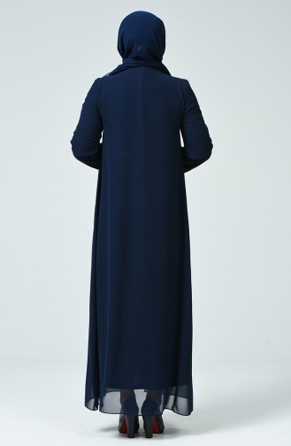 Navy Blue Hijab Evening Dress 4747-01
