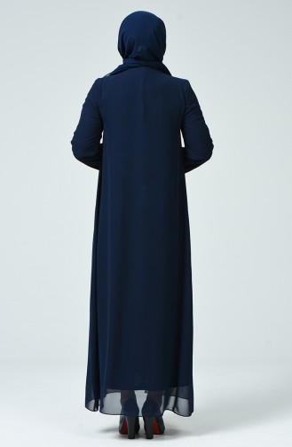 Navy Blue İslamitische Avondjurk 4747-01