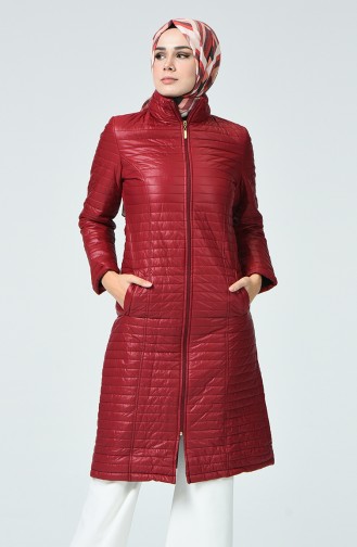 Zippered Quilted Coat Red 1440-01