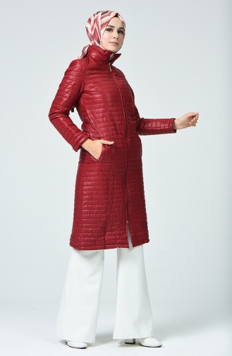 Zippered Quilted Coat Red 1440-01