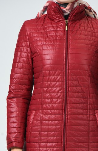 Zippered Quilted Coat Red 1440-01