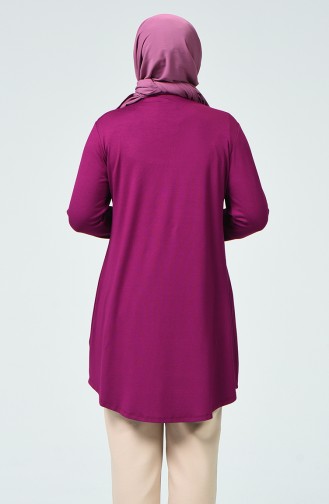 Large Size Eyelet Detailed Tunic 50502-03 Plum 50502-03