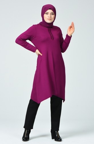 Large Size Embroidered Tunic 50550-07 Plum 50550-07
