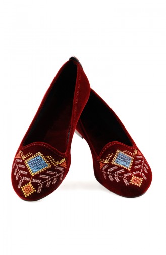حذاء مسطح أحمر كلاريت 0136-04