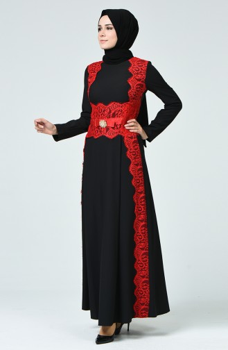 Black Hijab Evening Dress 3951-03