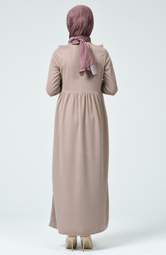 Fırfırlı Elbise 1424-01 Vizon