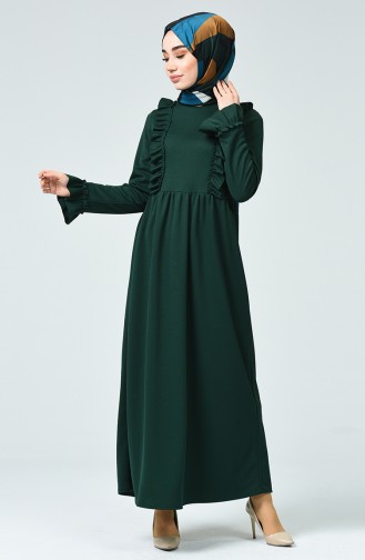 Frilled Dress 1424-03 Emerald Green 1424-03