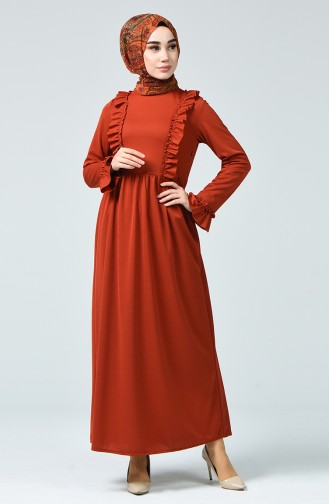 Brick Red Hijab Dress 1424-04