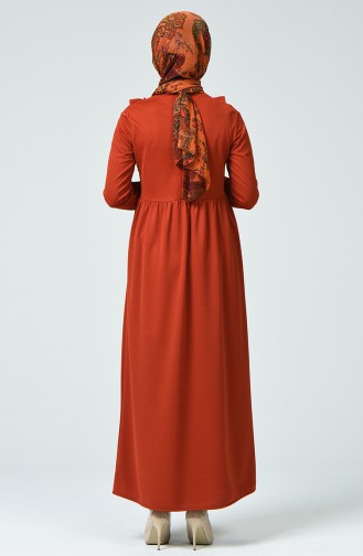 Ziegelrot Hijab Kleider 1424-04