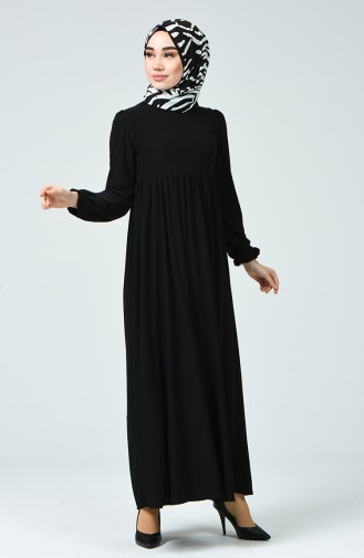 Büzgülü Sandy Elbise 1934-02 Siyah