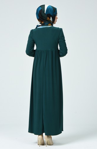 Büzgülü Sandy Elbise 1934-03 Zümrüt Yeşili