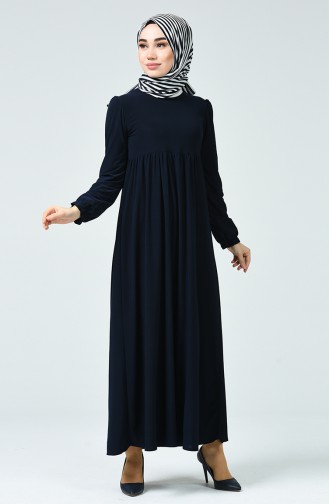 Shirred Sandy Dress 1934-04 Navy Blue 1934-04