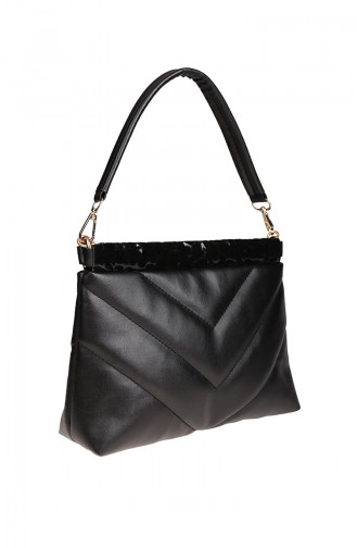 Women´s Shoulder Bag Black Patent Leather 375-02