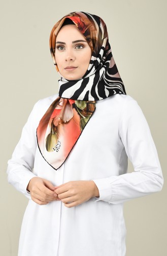 Levidor Desenli İpek Twill Eşarp 2437-01 Siyah