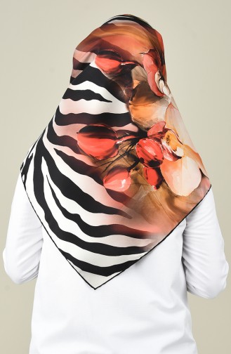 Levidor Desenli İpek Twill Eşarp 2437-01 Siyah