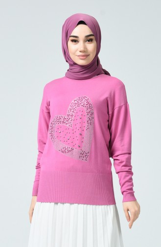 Pull Tricot İmprimée de Pierre 0580-02 Rose 0580-02