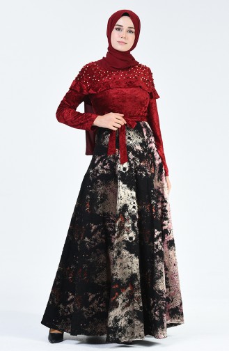 Claret Red Hijab Dress 3073-03